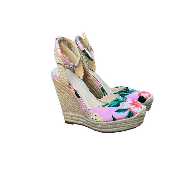Floral Espadrille Wedge Sandals - Picture 1 of 6
